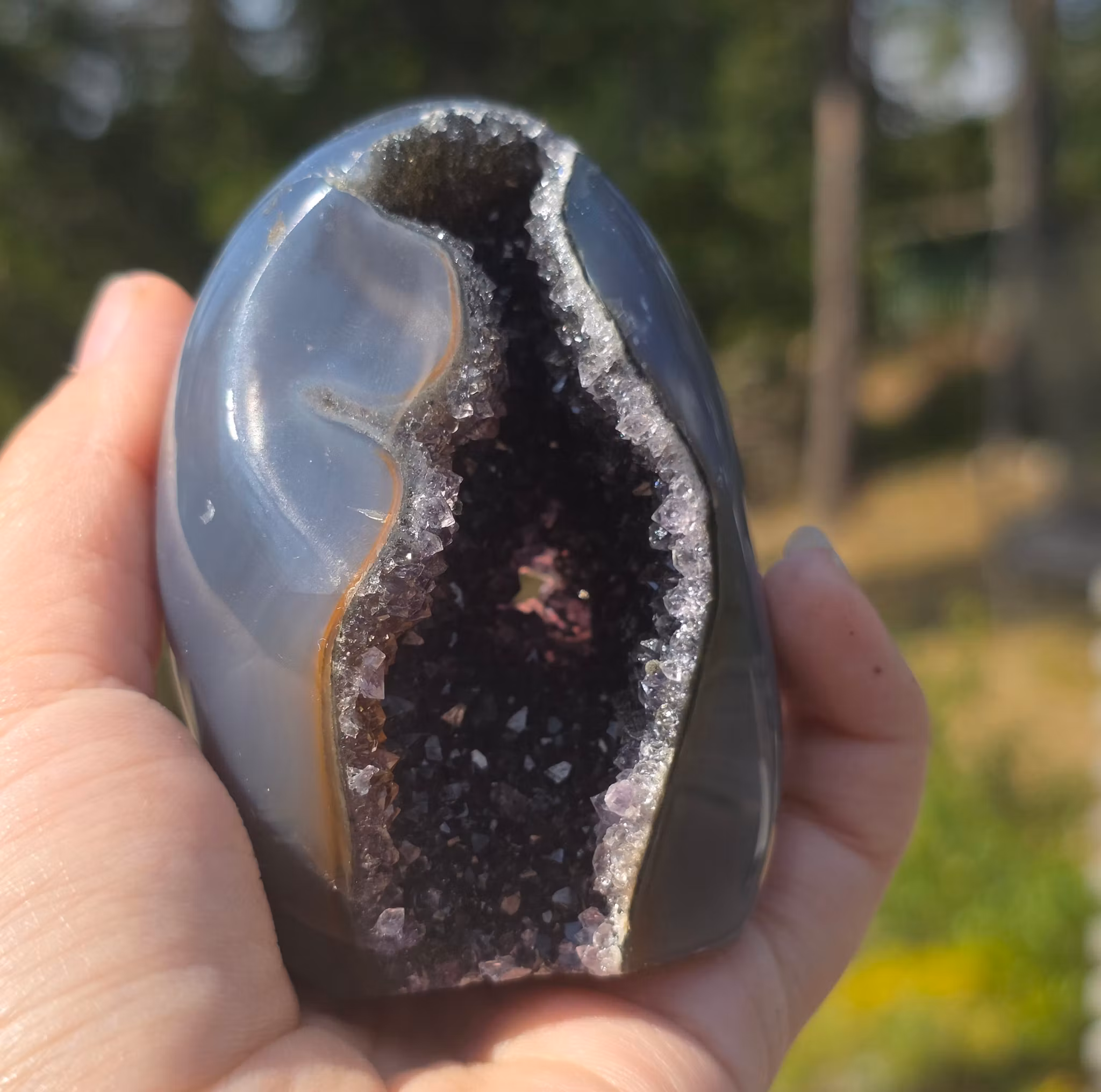 Bicolor Agat Med Druzy Polerad Uruguay 230 g