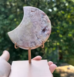 Rosa Ametist Måne Med Druzy