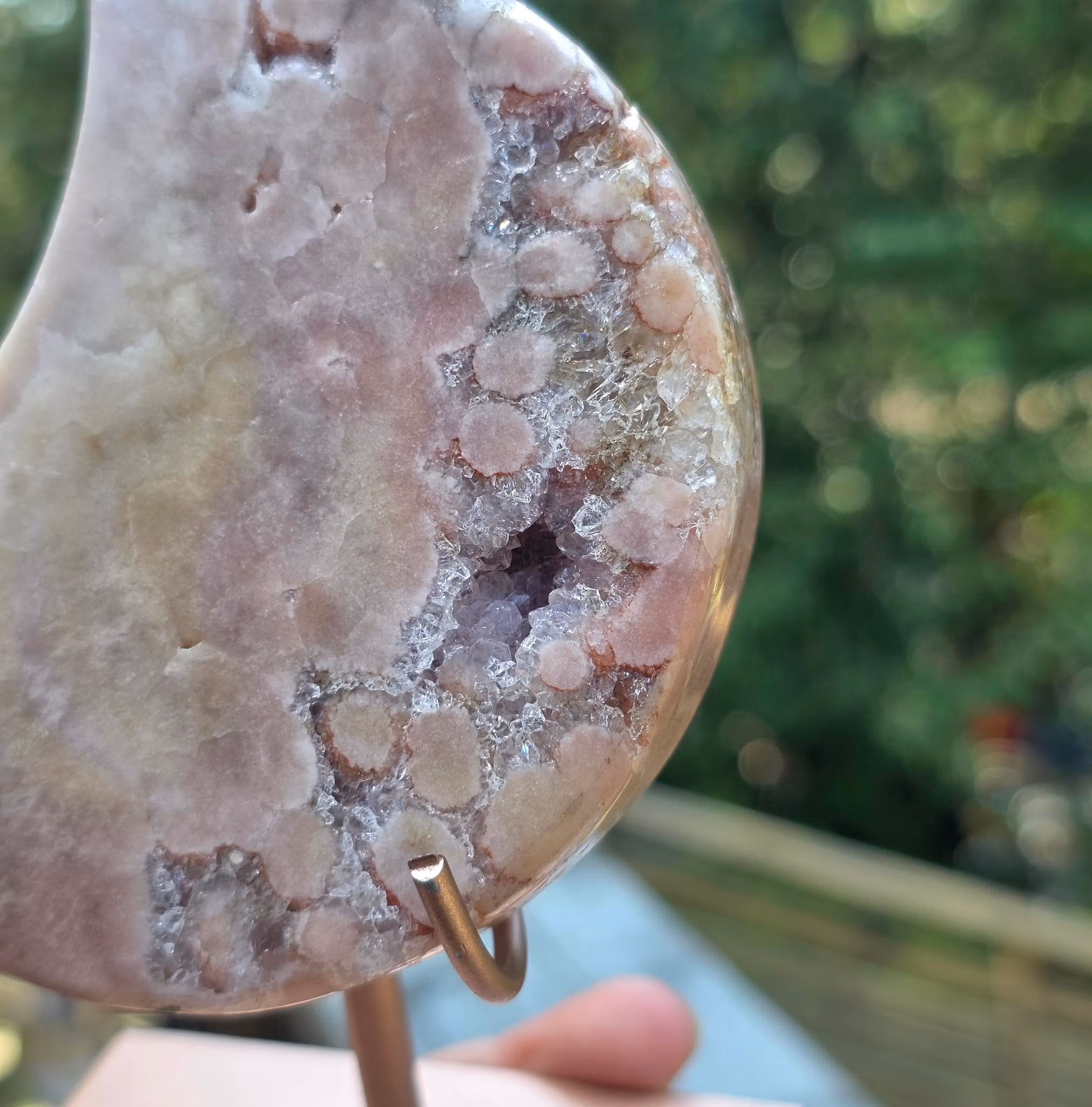 Rosa Ametist Måne Med Druzy