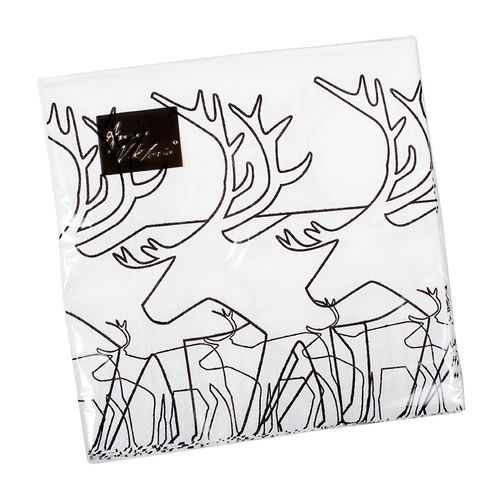 62832 SERVETTER 33X33 VIT/ NAPKINS  REINDEER WHITE