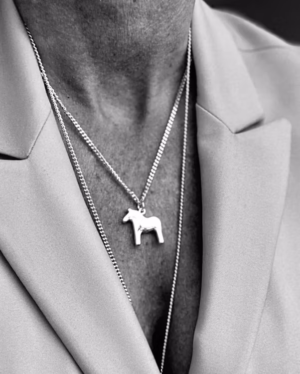 62922, Halsband, Dalahäst, 42cm, silver/ Necklace, Dalahorse, silver