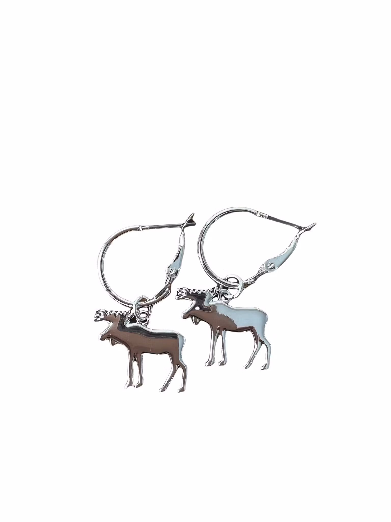63154, Runda örhängen m. Älg-berlock silver/Round ear, Moose, silver