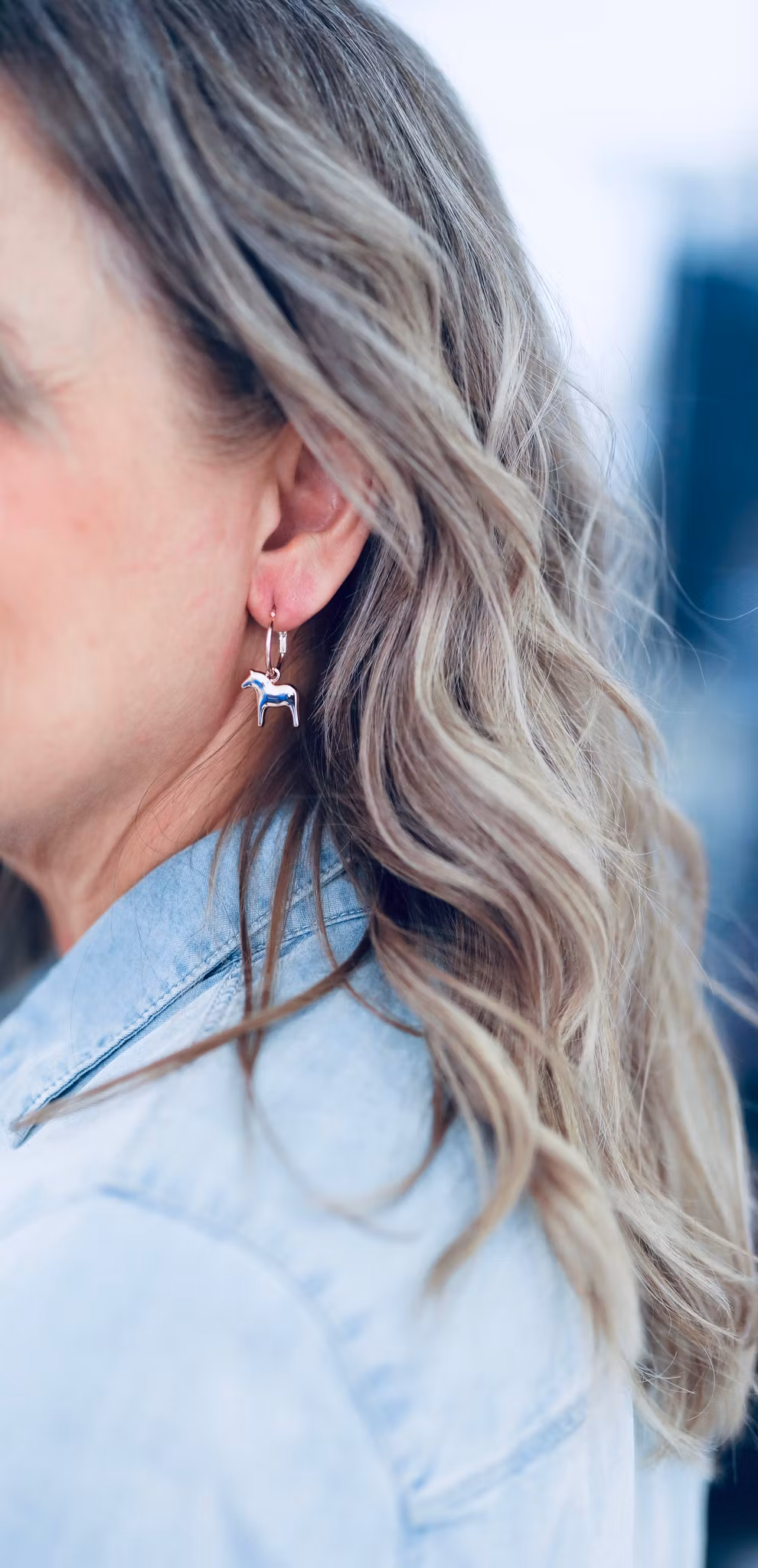 62919, Örhänge, Dalahäst, silver/Round ear, Dalahorse, silver