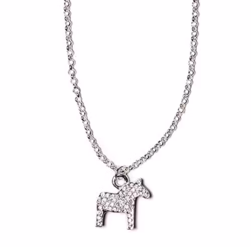62964, Halsband Nordic Crystal,Dalahäst 42cm/ Necklace Dalahorse silver