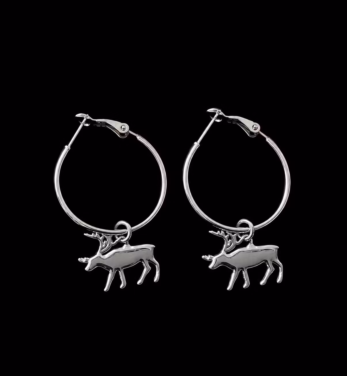 63151,Runda öhängen m. ren-berlock, silver/Round ear, reindeer