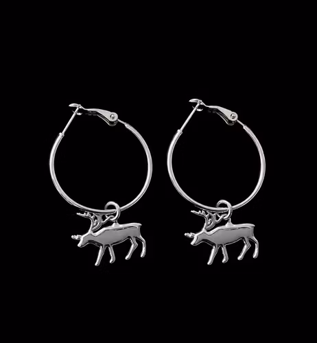 63151,Runda öhängen m. ren-berlock, silver/Round ear, reindeer