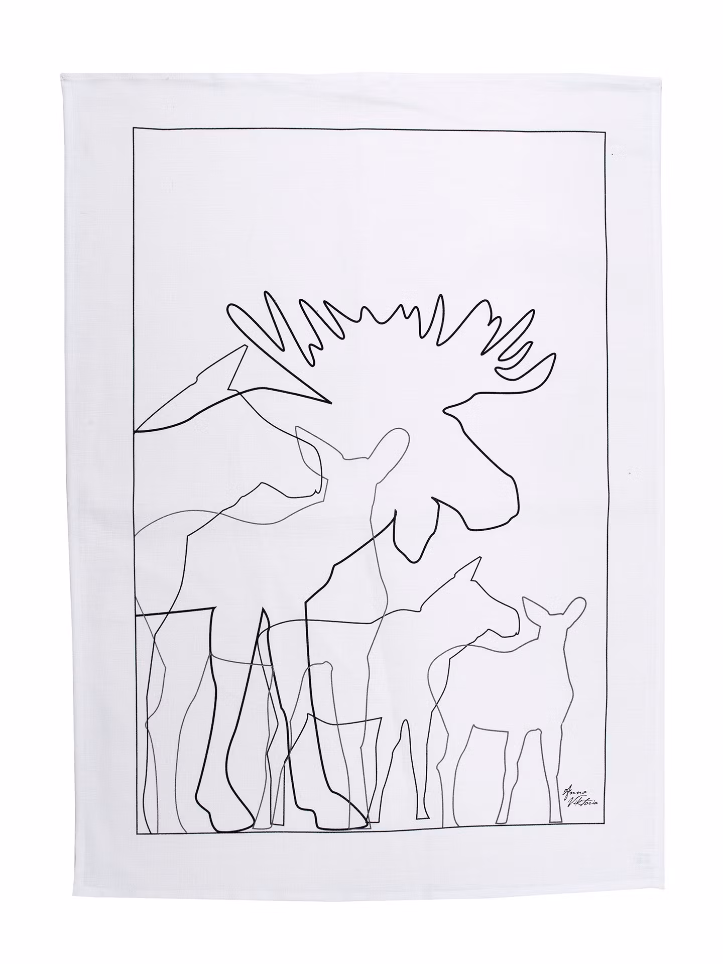 62825 KÖKSHANDDUK ÄLG VIT / KITCHEN TOWEL MOOSE WHITE