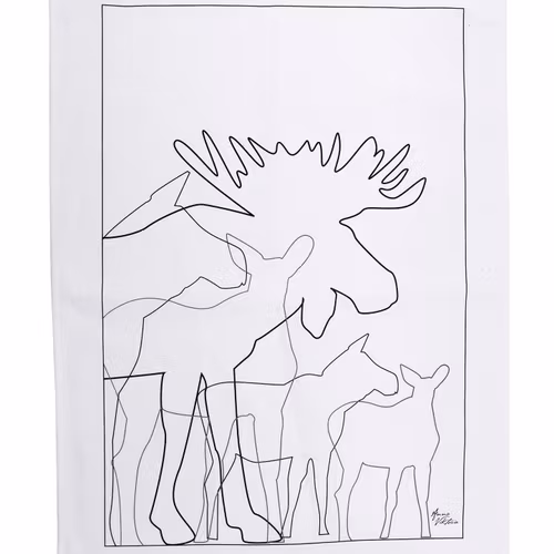 62825 KÖKSHANDDUK ÄLG VIT / KITCHEN TOWEL MOOSE WHITE