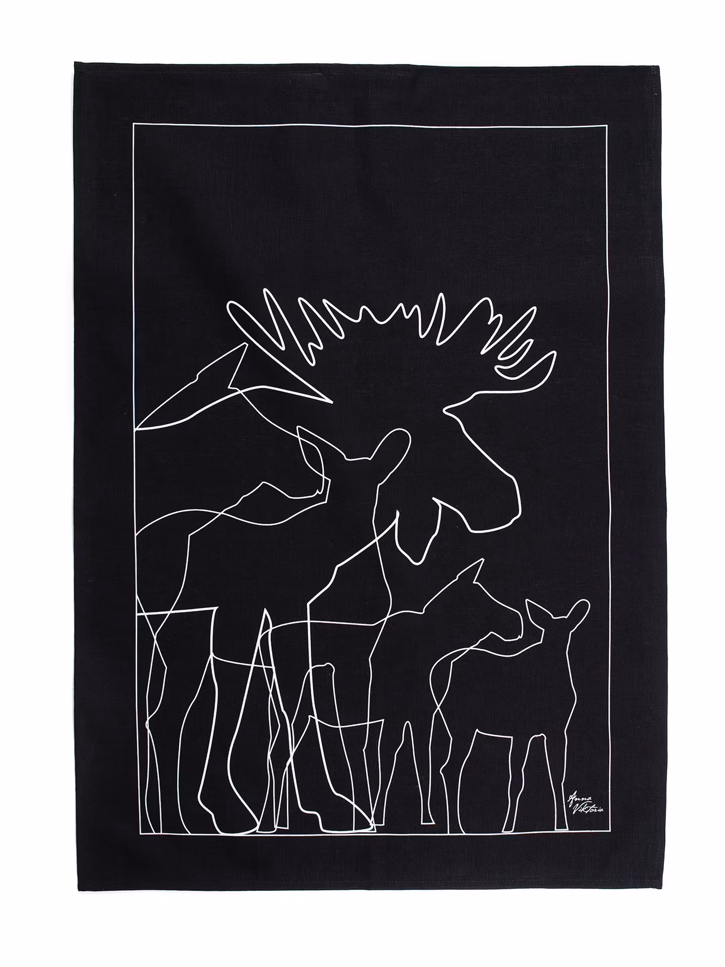 62822 KÖKSHANDDUK ÄLG SVART / KITCHEN TOWEL MOOSE BLACK