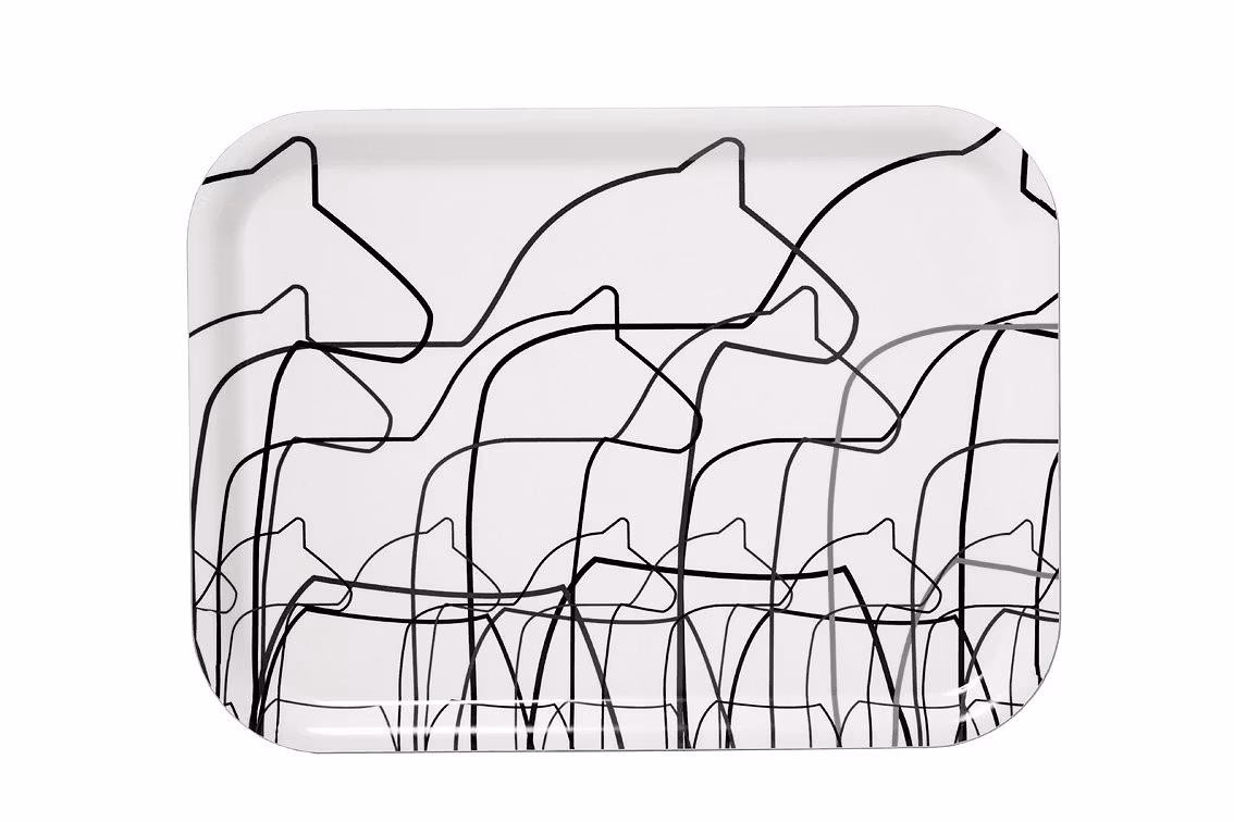 84446 DALAHÄST BRICKA VIT 27X20 CM/TRAY DALAHORSE