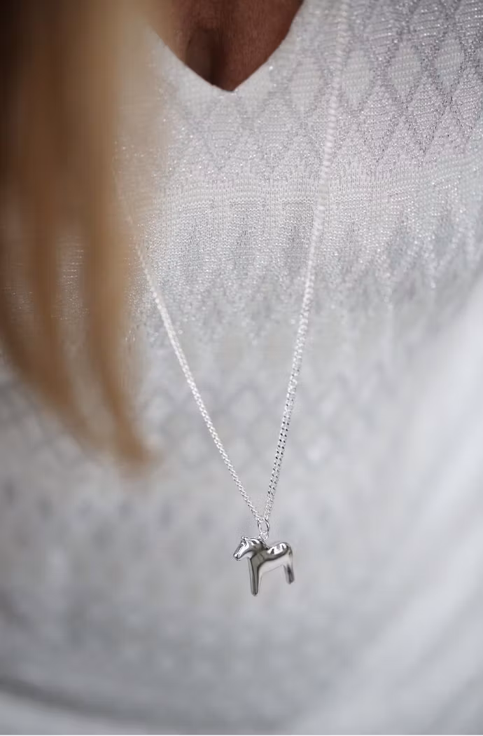 62944, Halsband, 85cm, Dalahäst, silver/Necklace, Dalahorse, silver