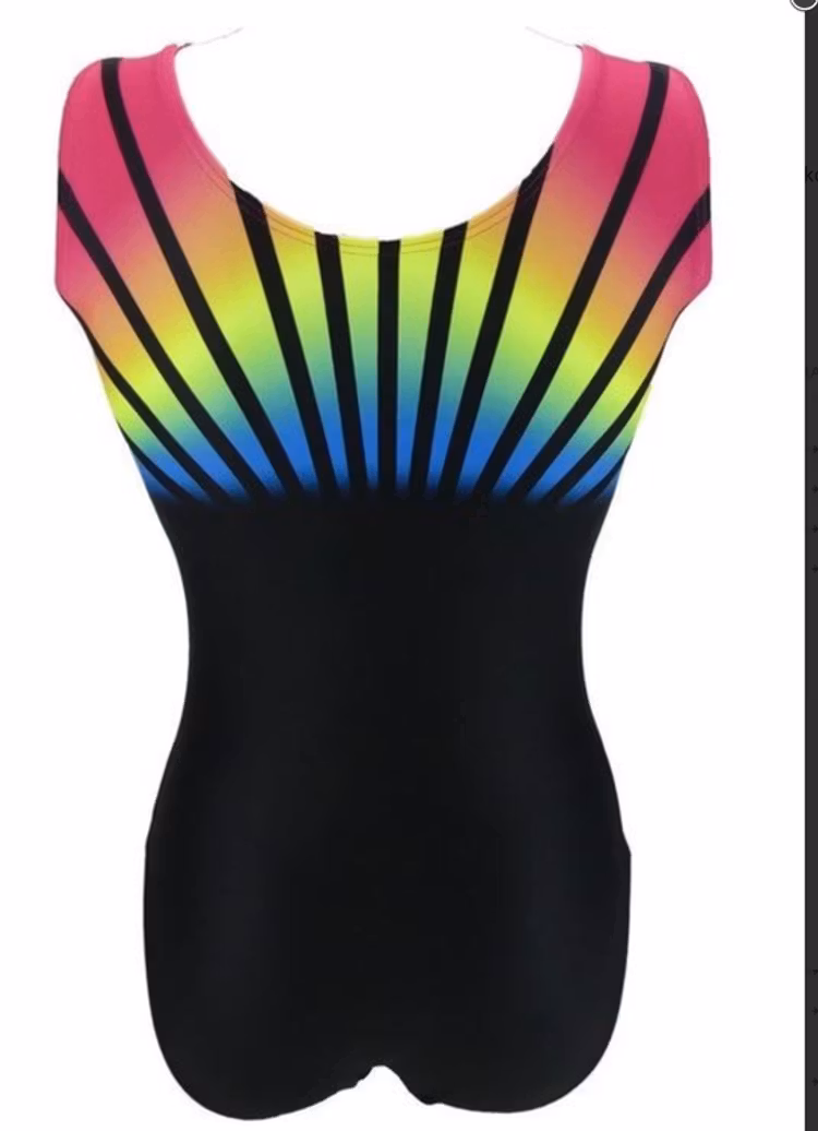 Rainbow Svart gymnastikdräkt