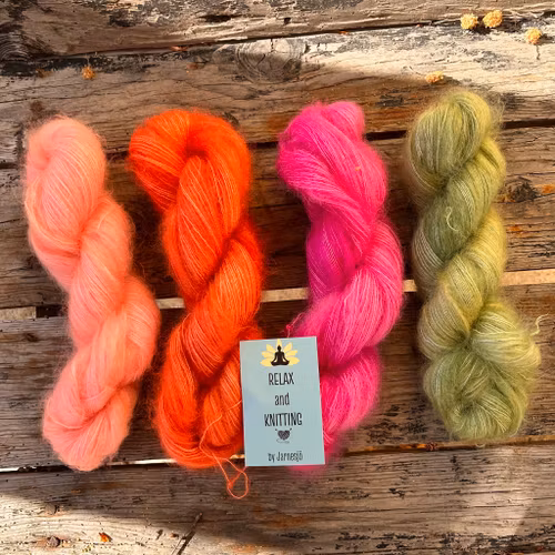 Handfärgat,  Kid Mohair/Silk , 50 g, grön