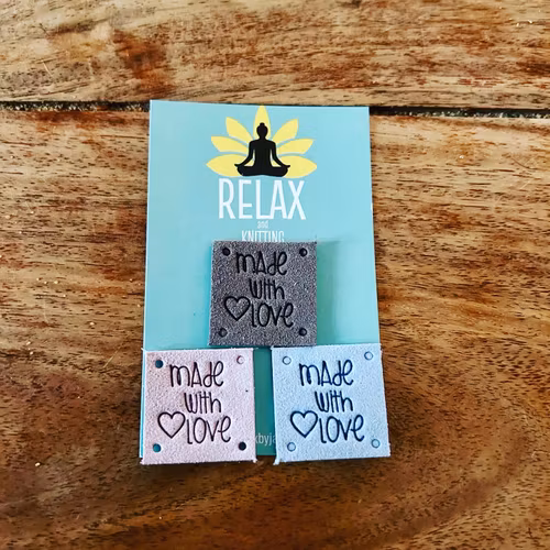 3 st Handmade with love, etiketter, mix