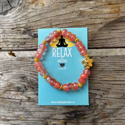 Armband, BLOMMA, körsbärs kvarts
