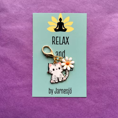 MARKÖR, Katt m. Blomma, vit