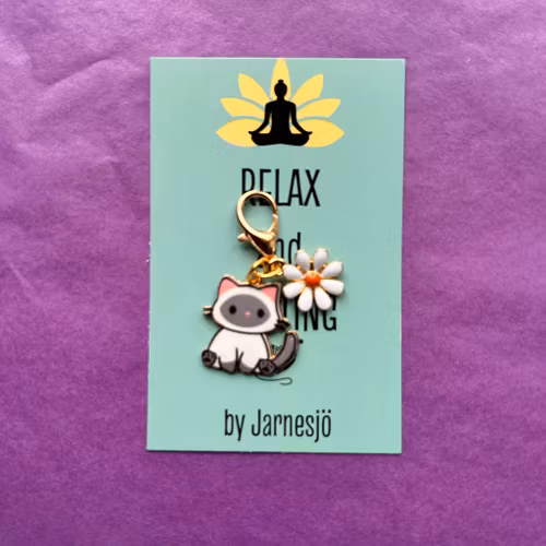 MARKÖR, Katt m. Blomma, vit/grå