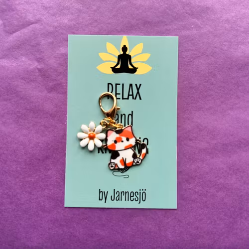 MARKÖR, Katt m. Blomma, trefärgad