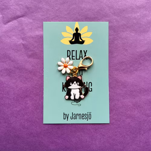 MARKÖR, Katt m. Blomma, svart/vit