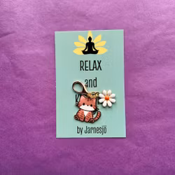 MARKÖR, Katt m. Blomma, brun/vit