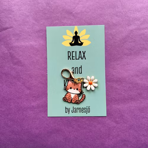 MARKÖR, Katt m. Blomma, brun/vit