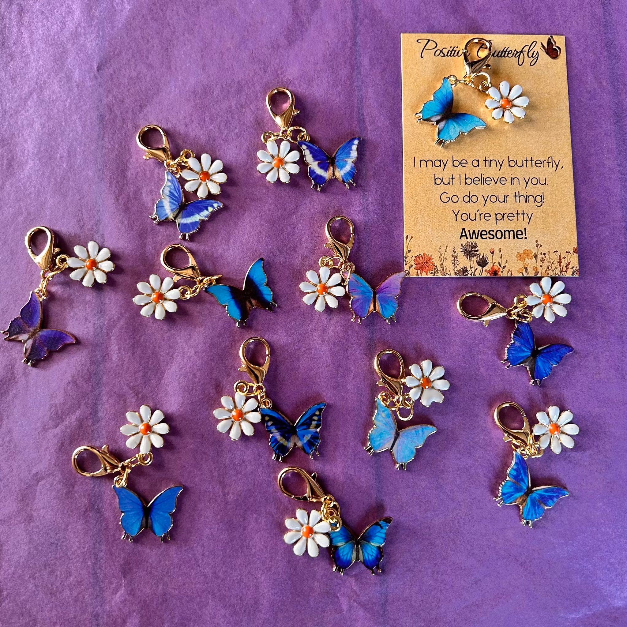 MARKÖR, Blå fjäril m. blomma