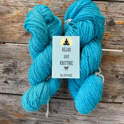 Handfärgat garn, 100 % Svensk ull, turkos
