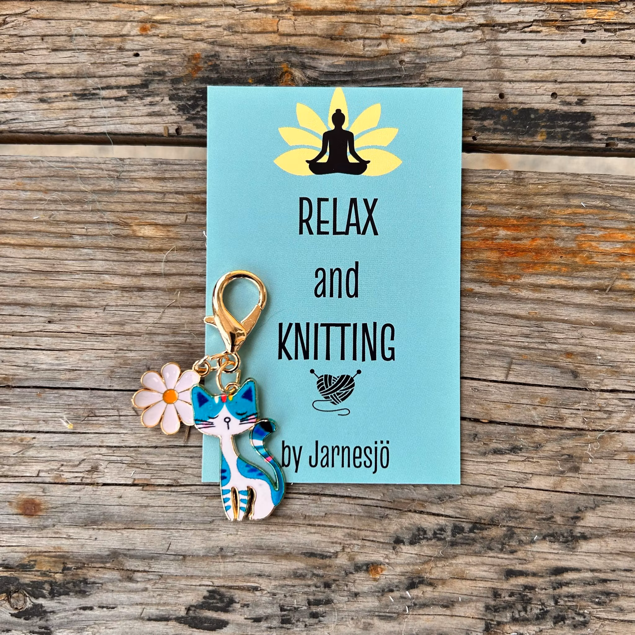 MARKÖR, Katt med blomma, turkos