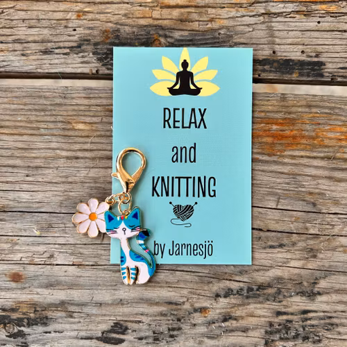 MARKÖR, Katt med blomma, turkos