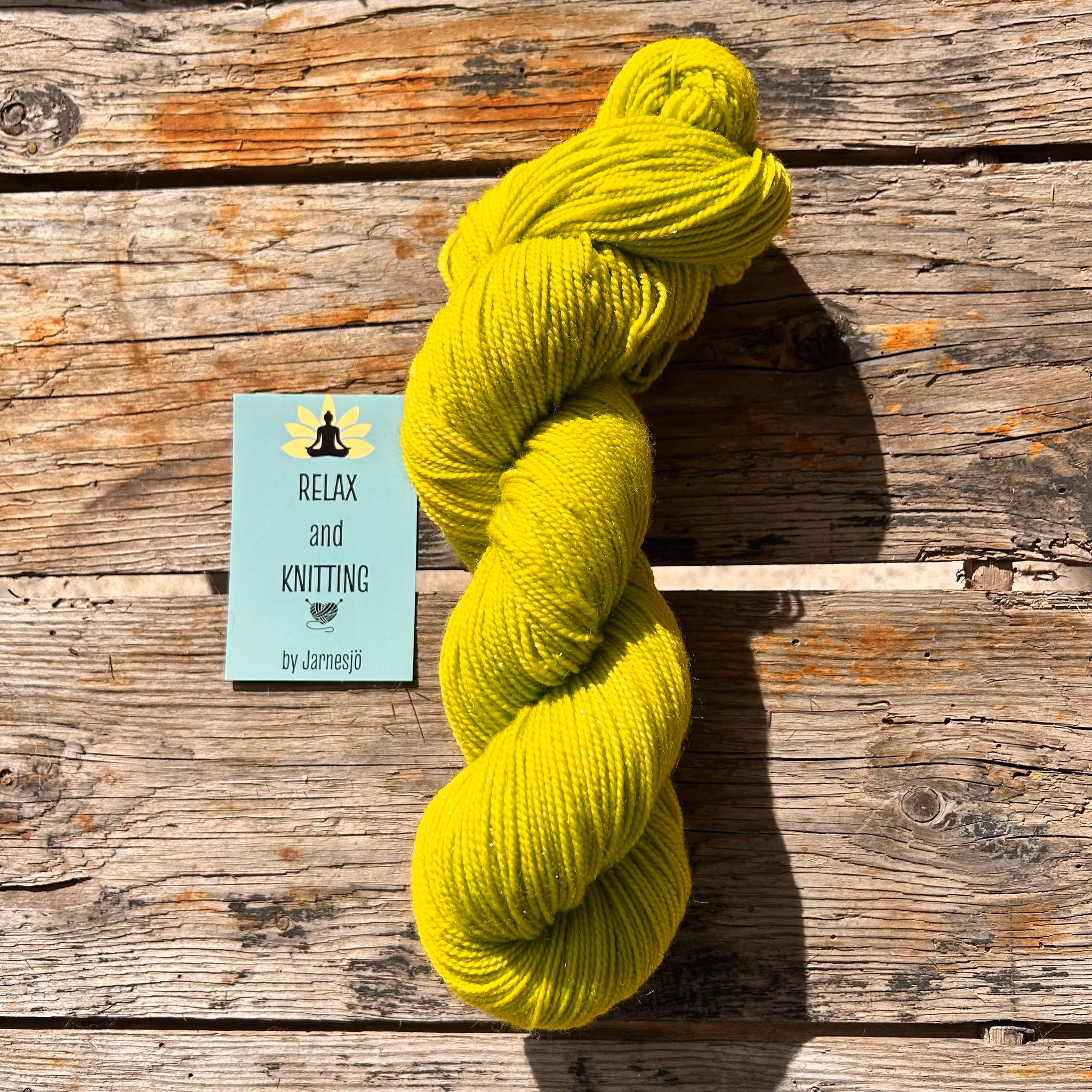 Handfärgat garn, Silver Sparkle Sock, 100 g, gul/grönt