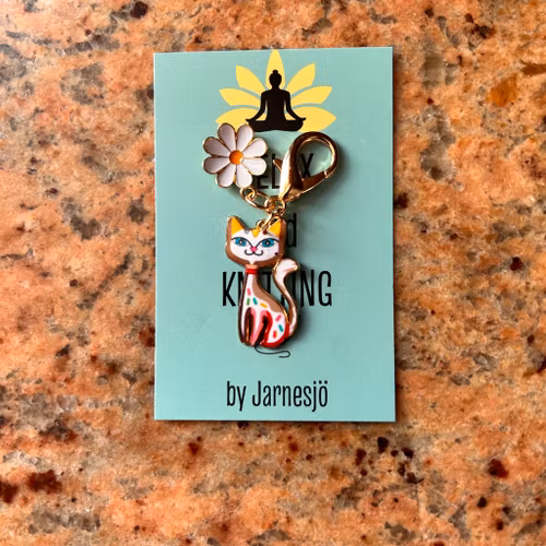 MARKÖR, Katt med blomma, vit