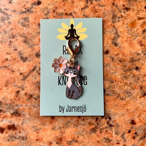 MARKÖR, Katt med blomma, svart/vit