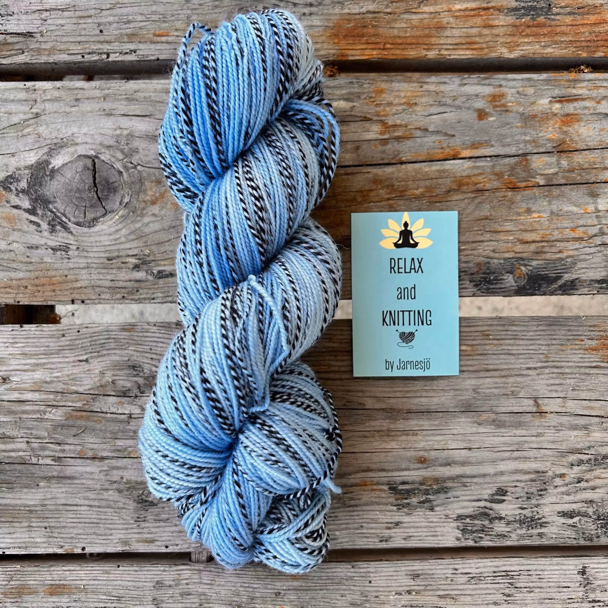 Zebra Sock, 100 g, ljusblått, handfärgat