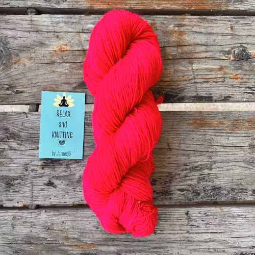 Handfärgatgarn, Socki Fine, 100g, briljantröd