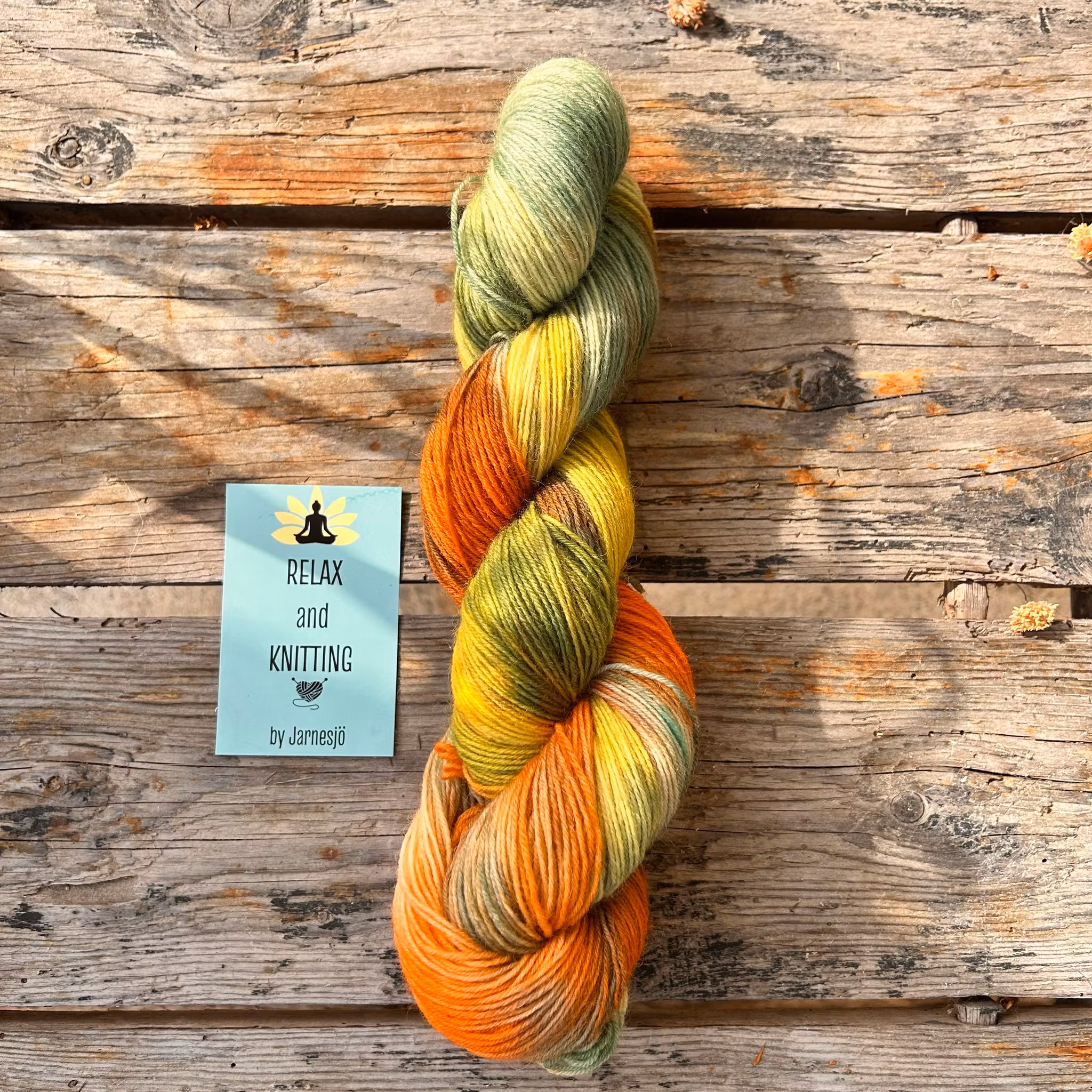 Handfärgatgarn, Socki Fine, 100g, flerfärgat, orange m.m.