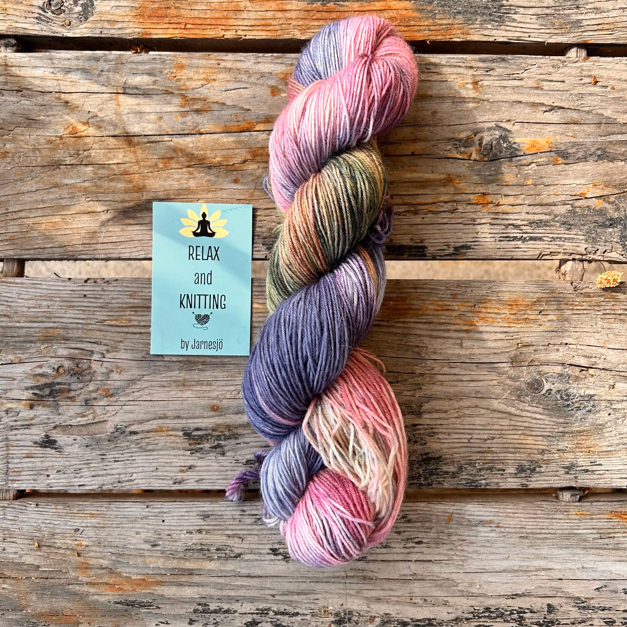 Handfärgatgarn, Socki Fine, 100g, flerfärgat, rosa/grön m.m.