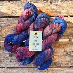 Handfärgatgarn, Yak  Sock, 100g, blå flerfärgat