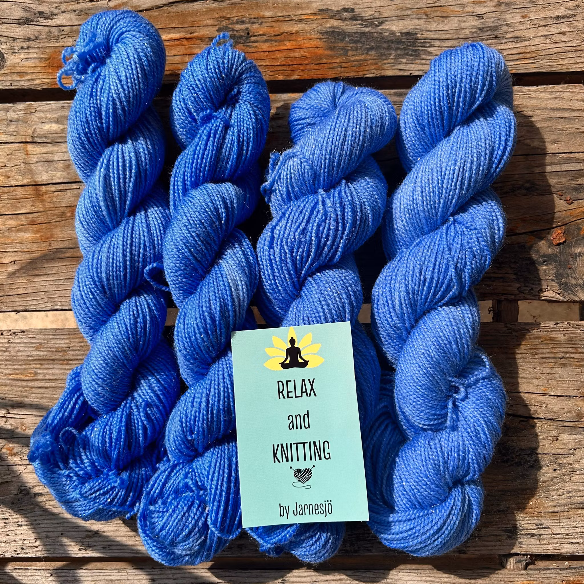 Handfärgat garn, Silver Sparkle Sock, 50g, blå
