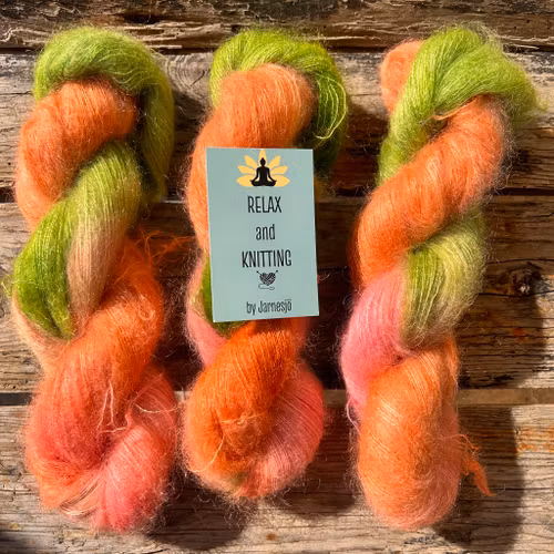 Handfärgat,  Kid Mohair/Silk , 50 g, vattenmelon