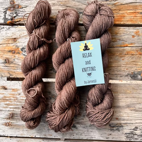 Handfärgat, Merino Sock. 50 g, brunt