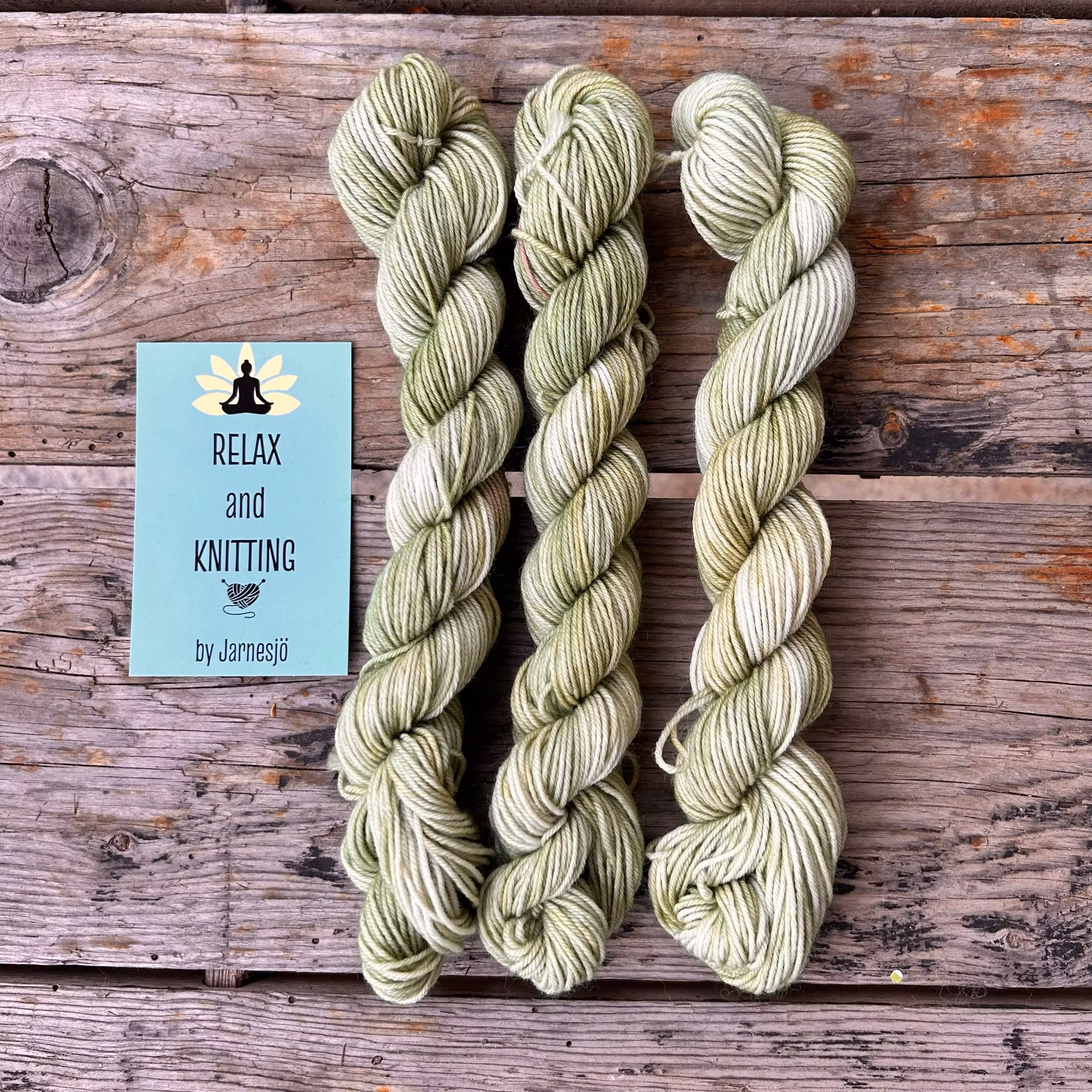 Handfärgat garn, Merino Sock, 20 g, ljusgrön