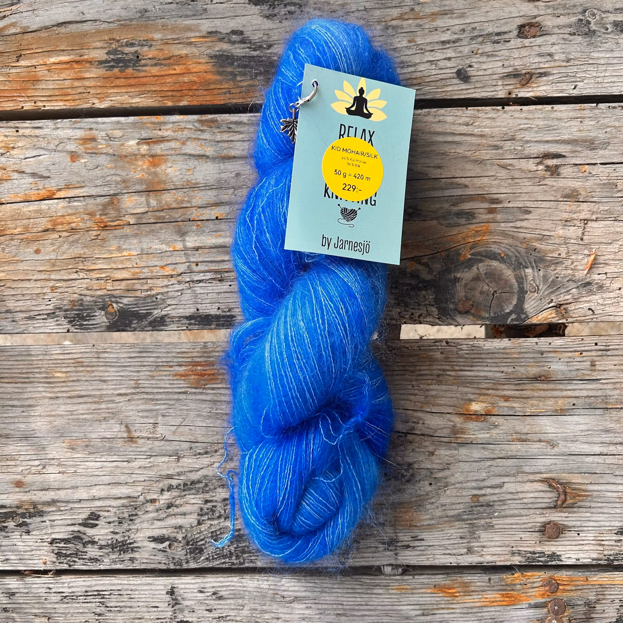 Handfärgat garn,  Kid Mohair/Silk , 50 g, blå