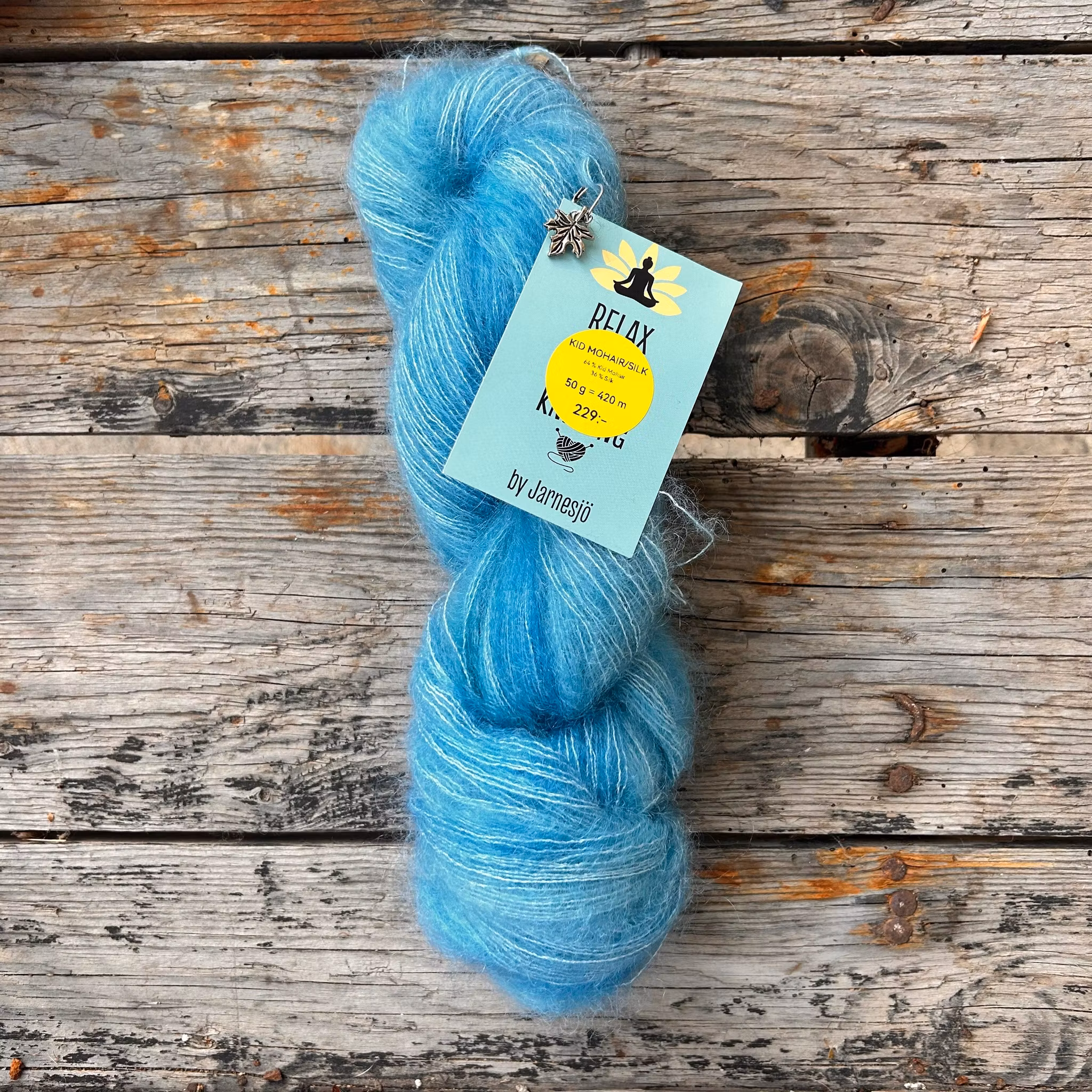 Handfärgat garn,  Kid Mohair/Silk , 50 g, ljusblå