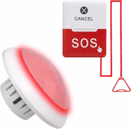 SOStech 2 RWC Larmknapp med dragsnöre + Siren (Trådlöst) överfallslarm