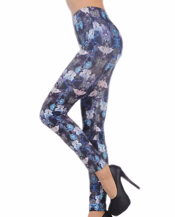 Blåsvarta leggings med fjärilar