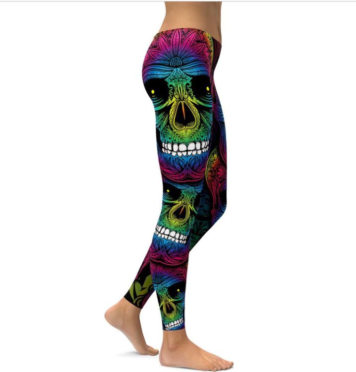 Färgglada Dödskalle leggings