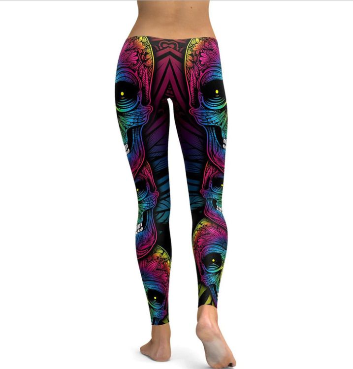 Färgglada Dödskalle leggings