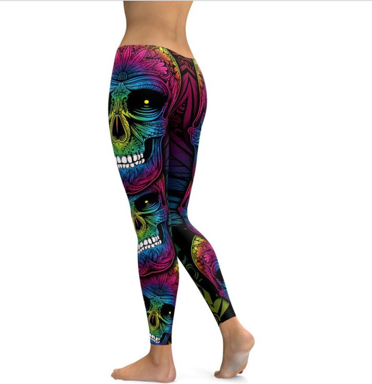 Färgglada Dödskalle leggings