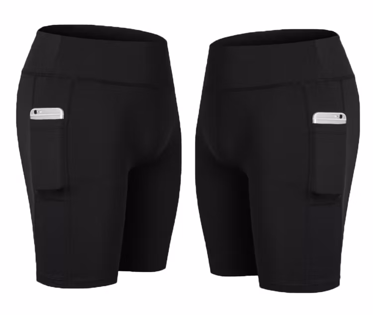 Svarta elastiska Träningsshorts med fickor