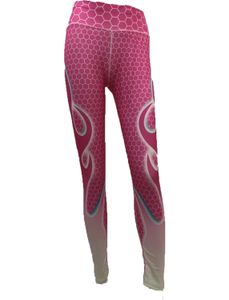 Rosa Yoga Leggings med Flammor Small